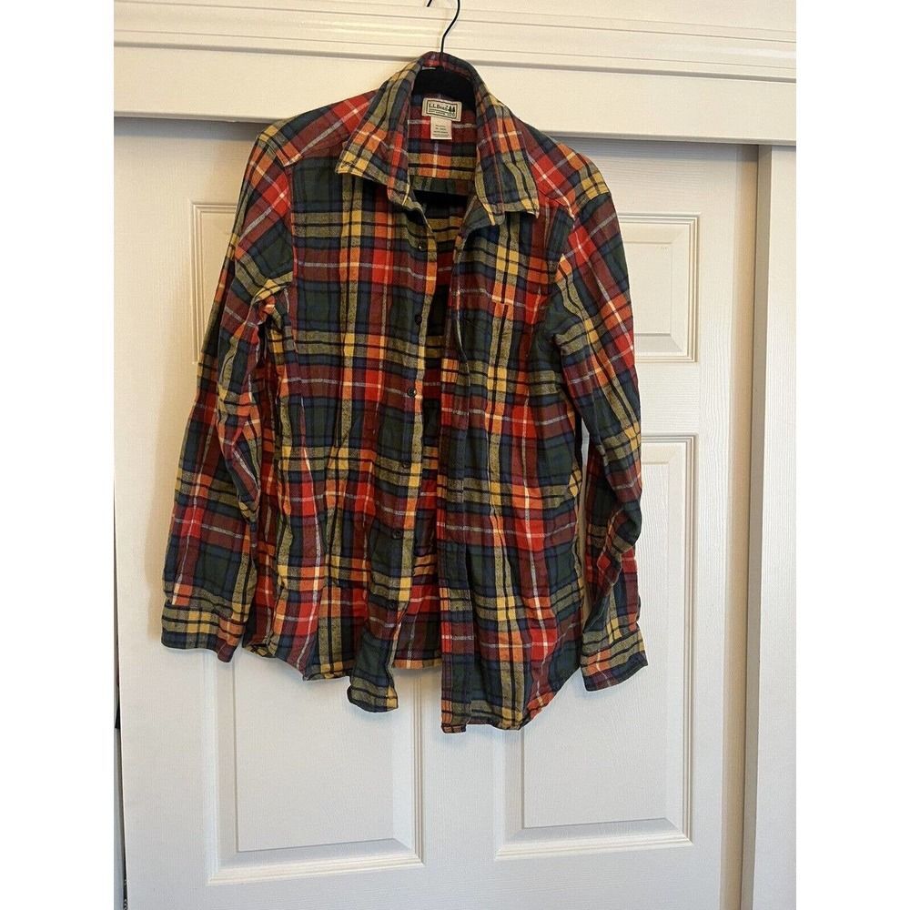 LL Bean Mens Scotch Plaid Flannel Button Down Shirt Long Sleeve Multicolor Sz M